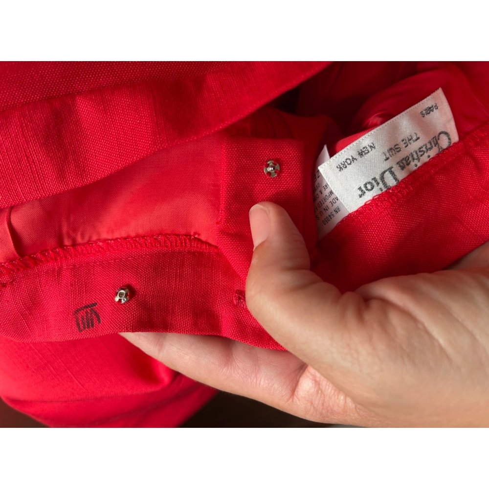 Christian Dior The Suit Blazer Skirt 2 piece Rayon Red Size 8 Vintage - Picture 8 of 10